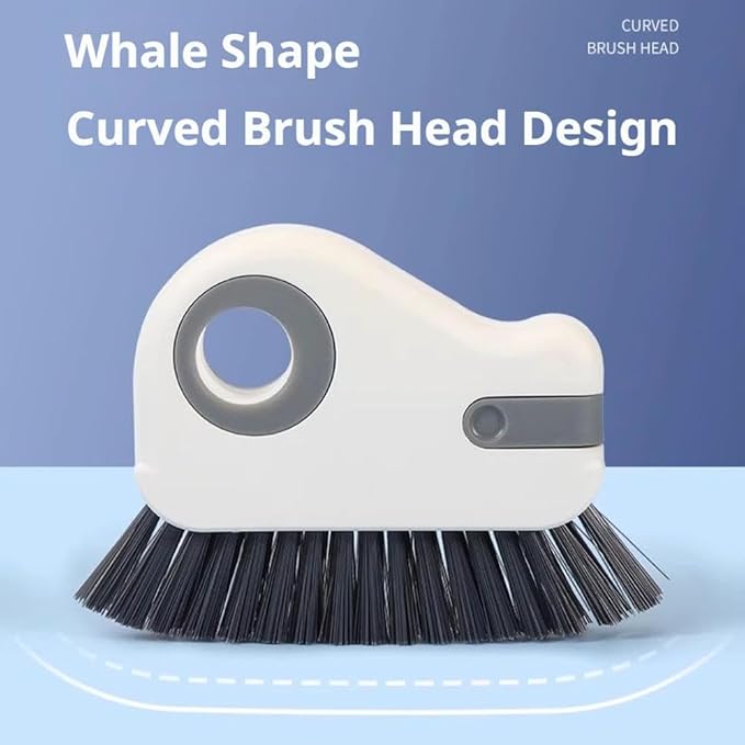 2-in-1 Groove Cleaning Brush, Window Track Cleaning Tool with Hard Bristle and Built-in Scraper, Multifunctional Crevice Brush for Sliding Door Track, Window Sill, and Frame