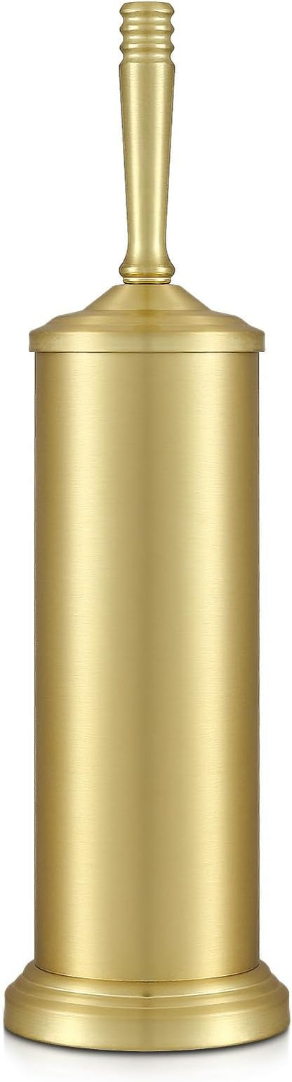 Gold Toilet Brush and Holder Set, Stainless Steel Toilet Brush for Bathroom,Heavy Duty Gold Toilet Bowl Brush and Holder,Deep Cleaning Modern Toilet Cleaner Brush -Space Saving, Covered Brush, Durable