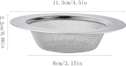 4.5 Inch Stainless Steel Sink Drain Strainer – Kitchen Sink Strainer Catches Food Debris & Hair – Fine Mesh Rustproof Filter Basket for Standard Kitchen Sinks, Easy Clean