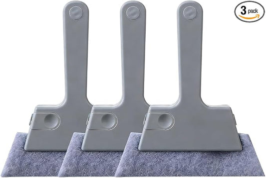 Kafia Magic Window Track Cleaner, Window Groove Cleaning Brush Tools Set, Hand-held Window Track Cleaner Brushes Tools Set for Window lides Gaps Tile Lines Shutter Car Vents (Grey 3PCS)