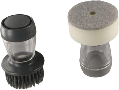 Dish Brush with Soap Dispenser,2PCS Soap Dispensing Brush,Kitchen Scrub Brush,Portable Liquid Adding Pot Washing Brush,Dish Washing Brush