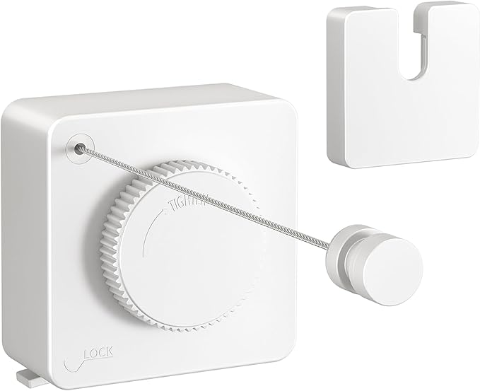 JOOM Retractable Clothesline Indoor Heavy Duty Clothes Drying Laundry Line Wall Mounted Easy Hanging Clothes Drying Laundry Line Retracting Hanging Lock to Prevent Sagging (Square,White)
