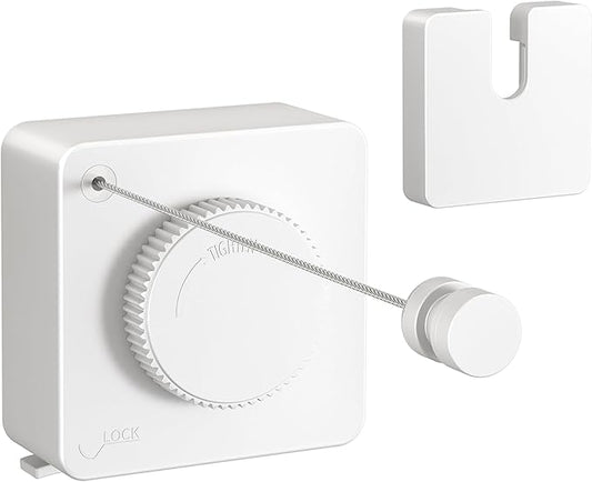 JOOM Retractable Clothesline Indoor Heavy Duty Clothes Drying Laundry Line Wall Mounted Easy Hanging Clothes Drying Laundry Line Retracting Hanging Lock to Prevent Sagging (Square,White)