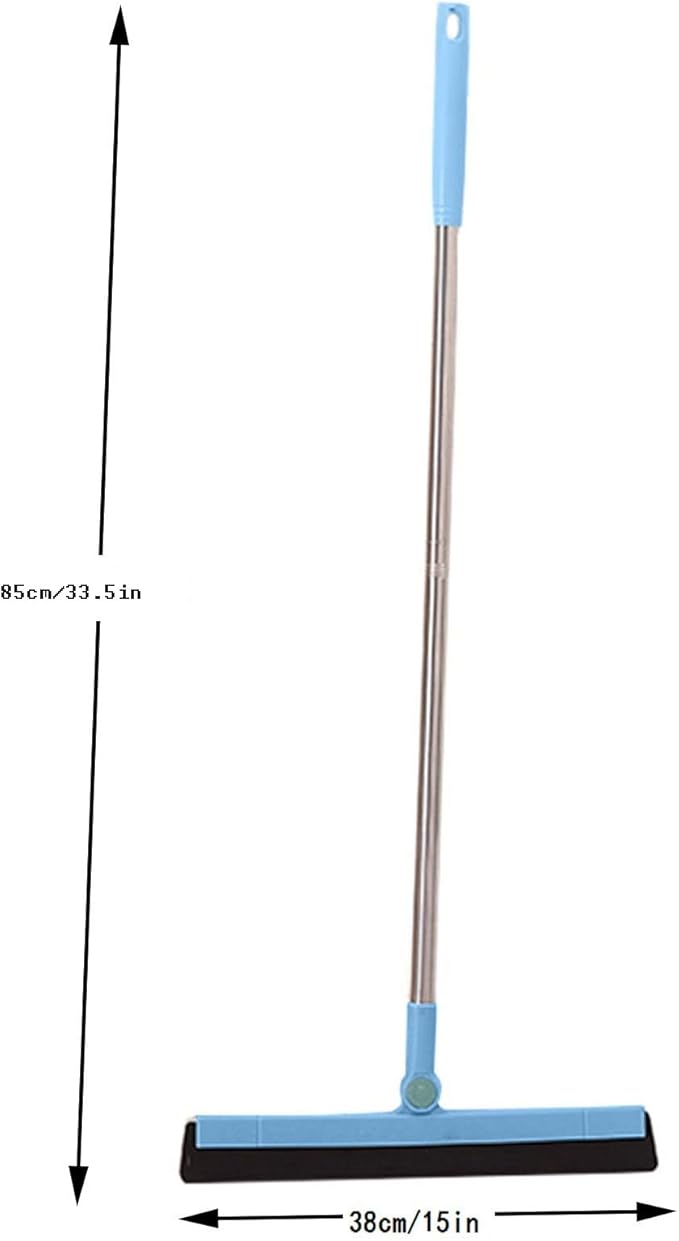 33.5in Rubber Squeegee with Long Handle for Bathroom Tile, Household Floor Squeegee Broom for Shower Bathroom Kitchen Home Tile Pet Hair Fur Floor Marble Glass Window