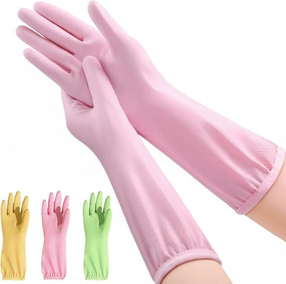 Dishwashing gloves Medium rubber dish gloves for women cleaning 3 Pairs pvc Kitchen Cleaning Glove Reusable