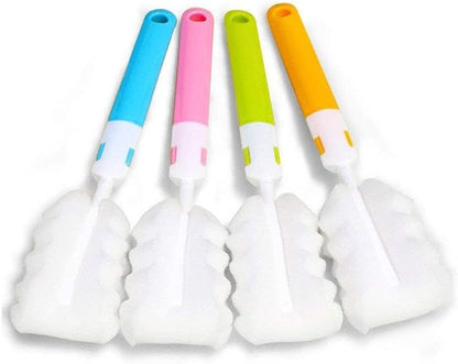 INVODA 4PCS Bottle Brush,Bottle Washer Set Long Sponge Bottle Cleaning Brushes Baby Bottle Cleaner Brush, Nipple Brush (4 pcs)