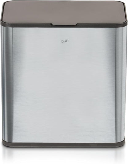 Glad Roomate Stainless Steel Under Counter Waste Bin with Clorox Odor Protection | Space Saving Dual Lid Small Trash Can for Kitchen Cabinet, Bathroom or Office, 1.5 Gallon (6L)