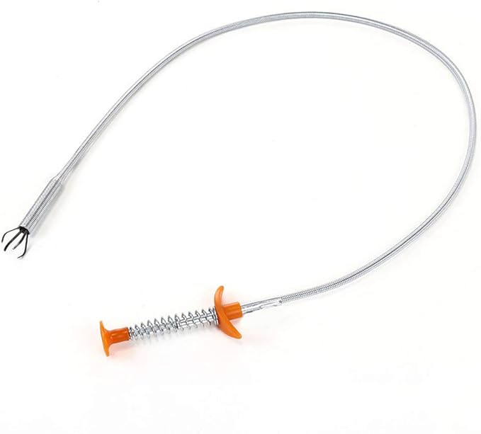 Drain Snake Drain Clog Remover Flexible Grabberable Pick Up Cleaning Tool Reacher Claw Stick, Drain Auger Grab Trash Hairs from Drain,Sink,Bathroom Tub Toilet Hose (23.7 Inch)