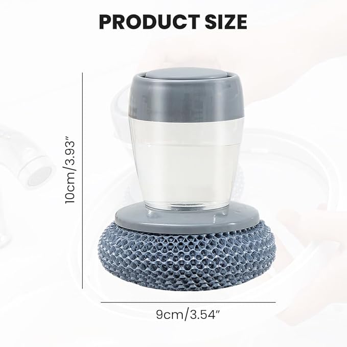 Multifunctional Pressing Cleaning Brush, Kitchen Soap Press Dispensing Brush, Metal Sponge with Detergent Dispenser (Stainless Steel)