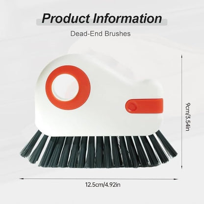 2 in 1 Groove Cleaning Brush, 2025 New Window Track Cleaning Tools, Multifunctional Bristle Crevice Brush with Hidden Scraper for Sliding Door Track Window Seal (Gray 1pc)