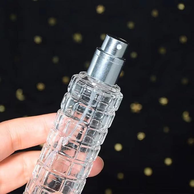 Glass Empty bottle Refillable Perfume Atomizer Spray Perfume Bottles 1 Ounce, Travel Cologne Bottle Portable (Silver)
