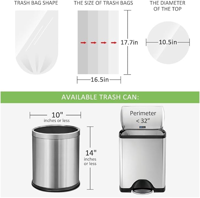 200 Counts 2 Gallon (1.8-2 Gal) Small Trash Bags Garbage Bags by RayPard, fit 1.6,1.8,2,2.2 Gal Waste Basket, 6.5-7 Liter Strong Trash Can Liners for Home Office Kitchen Bathroom Bedroom, Clear