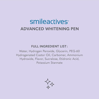 Smileactives Teeth Whitening Pen for White Smile, Fast Tooth Whitener and Stain Remover with Precision Brush Tip, Dental Quality Whitening Gel, Travel Pen, Easy to Use, Ultra Mint Flavor, 3 Pack