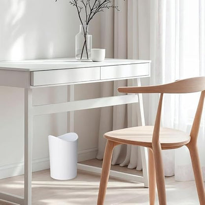 Superio MIni Bathroom Trash Can with Lid, Modern White Mini Waste Bin with Swing Lid (1 1/2 Gallon, 6 Liter) Plastic Garbage Can for Kitchen, Bathroom, Bedroom, Office, Under Desk (1, White)