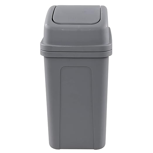 2 Gallon Small Swing Lid Trash Can, Swing-Top Garbage Can, Gray