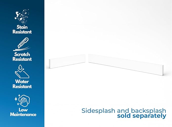 Bathroom Vanity Sink Backsplash/Sidesplash (Super White Engineered Marble, 4" x 48")