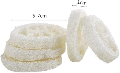 10pcs Natural Loofah Luffa Loofa Slices Handmade Reusable Natural Loofah Cuts for Cleaner Sponge Scrubber, Sponge Soap Dishes for Bar Soap Facial Soap Holder, 1.96in-2.75in
