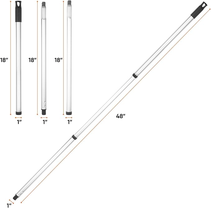 Rubber Bristle Broom for Floors Salon Broom, Rubber Squeegee Broom, Rug Broom, Rubber Rake for Human Hair, Pet Hair, Fur, Lint, Liquid, with 3-Part Handle, Grey