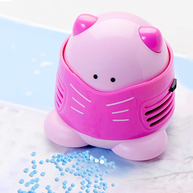 Mini Desktop Vacuum Cleaner Cross Stitch Embroidery Diamond Art Painting Accessories (Extractor - Pink)