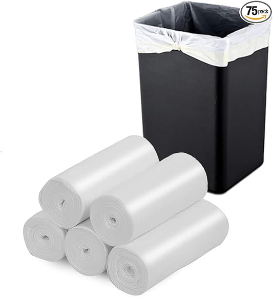 13-15 Gallon Biodegradable / Compostable Garbage Bags Recycling Unscented Tall Kitchen Trash Bags for Kitchen, Yard, Lawn,Office(75 Counts, White)