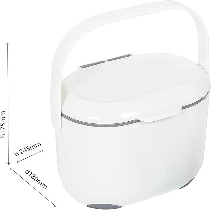 Addis 2.5 Litre Kitchen Compost Caddy, White/Green