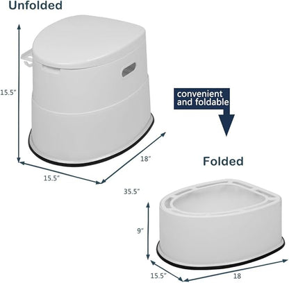 VINGLI Portable Toilet | Indoor Outdoor Commode w/Detachable Inner Bucket & Removable Paper Holder, Lightweight & Compact for Camping, Boat, Van, Emergency Use (White)