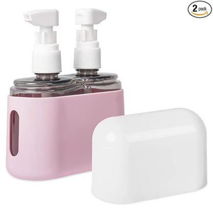 Yamadura Travel bottles for Toiletries, TSA Approved Travel Containers, Refillable, Portable, Spray Bottles and Pump Bottles with Labels for Creams, Perfumes and Shampoos (Pink)