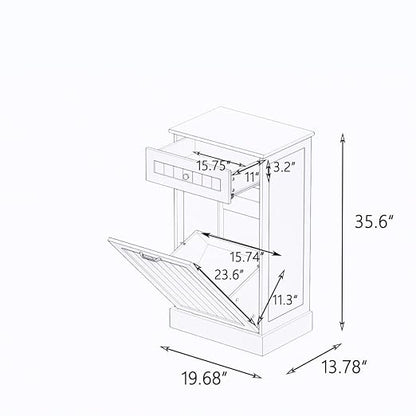 RASOO Tilt Out Trash Cabinet Wooden Freestanding Dog Proof Single Door 10 Gallons with Drawer Trash Can Cabinet