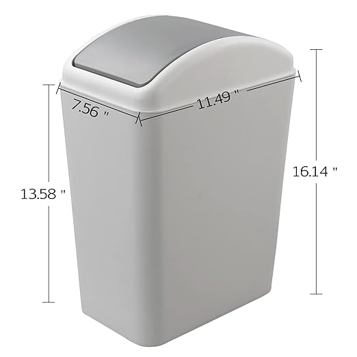 Kekow 4.5 Gallon Small Plastic Trash Can, Swing Lid Waste Can, Gray