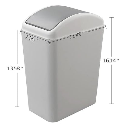 Kekow 4.5 Gallon Small Plastic Trash Can, Swing Lid Waste Can, Gray