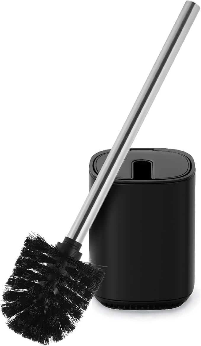 Toilet Brush and Holder Set Toilet Bowl Brush Stainless Steel Automatic Open lid Toilet Bowl Cleaner Brush Set Toilet Scrubber Kit Toilet Cleaning Brush for Bathroom