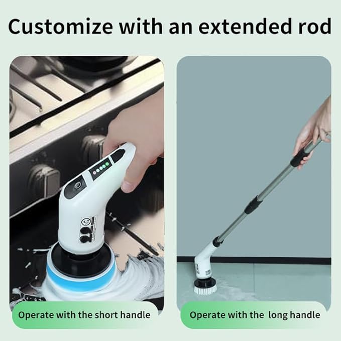 Electric Spin Scrubber, Cordless Cleaning Brush with Adjustable Extension Scrubber for Home, 9 Replaceable Brush Heads, 2 Speeds, Electric Cleaning Brush for Bathroom, Tub, Kitchen, Tile, Floor, car