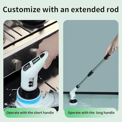 Electric Spin Scrubber, Cordless Cleaning Brush with Adjustable Extension Scrubber for Home, 9 Replaceable Brush Heads, 2 Speeds, Electric Cleaning Brush for Bathroom, Tub, Kitchen, Tile, Floor, car