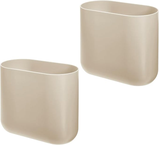 iDesign Small Slim Plastic Bathroom Trash Can, Garbage Can for Bedroom, Office, Desk, Dorm, 2-Pack, Brown