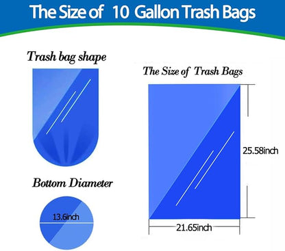 10 Gallon 60pcs Medium Clear Trash Bags Strong Clear Garbage Bags, Bathroom Trash Can Bin Liners, Plastic Bags for Office Home Kitchen, Waste Basket Liner, Fit 30 Liter, 10 Gal(10G60-Clear)