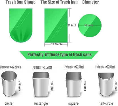 4-6 Gallon Small Trash Bags Biodegradable, 20 Liter Mini Compostable Strong Bathroom Garbage Bags with Tear & Leak Resistant, Recycling Eco-Friendly Trash Can Plastic Liner, Green, 100 Counts