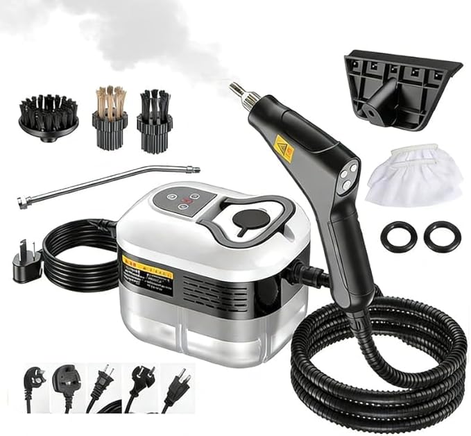 SAKER Handheld Steam Cleaner - 2500W High Temperature Pressurized Steamer with 6 Adjustable Levels, Portable Multi-Surface Steam Cleaning Machine for Kitchen, Bathroom, Furniture & Windows (White)