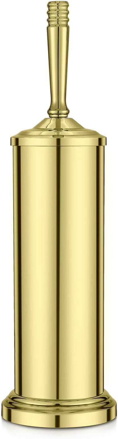 Stainless Steel Toilet Brush and Holder,Gold Toilet Bowl Brush with Long Handle for Bathroom,Toilet Brushes-Space Saving,Covered Brush, Durable, Deep Cleaning,Splash Resistant