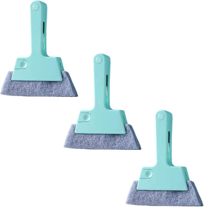Window Track Cleaner, 4-in-1 Window Groove Cleaning Brush with Scraper and Dust Remover, Multi-Function Gap Cleaning Tool for Window Slider Dead Corners and Grime Removal, 5.31 x 6.3 Inch (Blue 3)