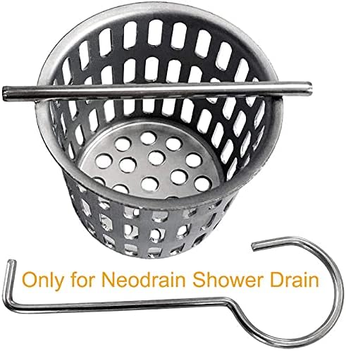 Neodrain 2-Pack Shower Drain Hair Catcher – Stainless Steel Hair & Debris Strainer with 2 Lifting Hooks, Hair Trap Filter Basket for Bathroom Drains, Reusable for Clog-Free Drains