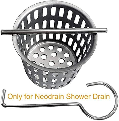 Neodrain 2-Pack Shower Drain Hair Catcher – Stainless Steel Hair & Debris Strainer with 2 Lifting Hooks, Hair Trap Filter Basket for Bathroom Drains, Reusable for Clog-Free Drains