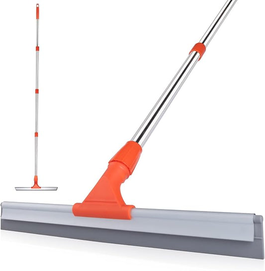 ITTAR Floor Squeegee with 60" Stainless Steel Handle, 17.2" Silicone Blade Floor Scrubber for Bathroom, Shower, Garage, Tile, Window and Water Removal