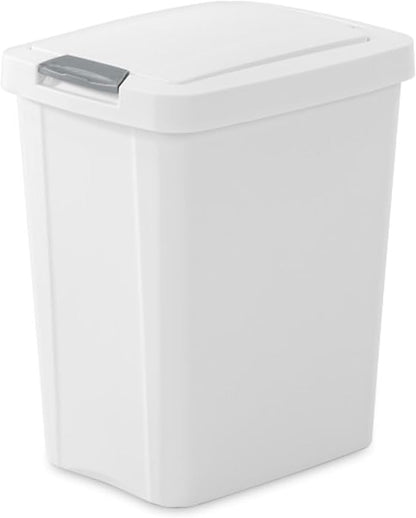 Sterilite 7.5 Gallon TouchTop Wastebasket Trash Can with Pop Up Lid for Kitchen, Bathroom, Mudroom or Office, 4 Pack, White
