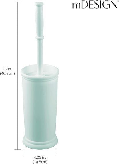 mDesign Toilet Bowl Brush and Holder - Covered Bathroom Toilet Brush - Standing Toilet Bowl Scrubber in Modern Holder - Space Saving, Deep Cleaning Brush for Toilet - Hyde Collection - Mint Green