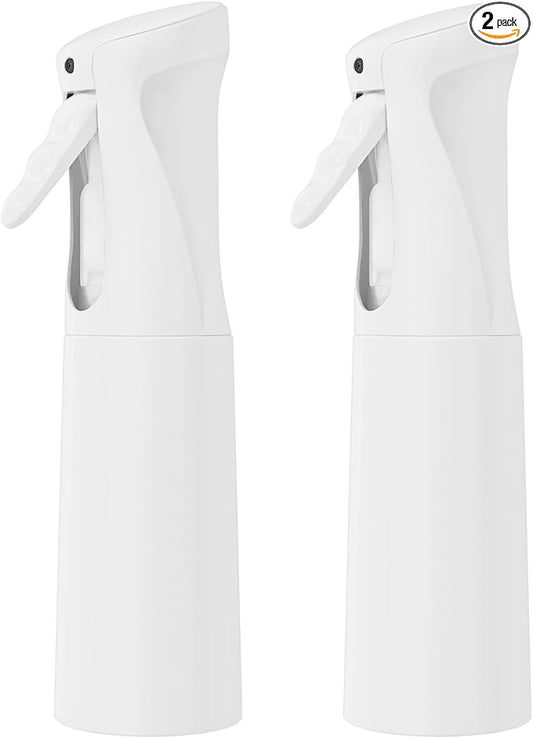 IMPORX Continuous Spray Bottle for Hair 2 Pack (10.1oz/300ml) Home Essentials Spray Bottles for Cleaning Empty Ultra Fine Water Mister Sprayer for Hairstyling Garden Plants Curly Hair Perfume, White