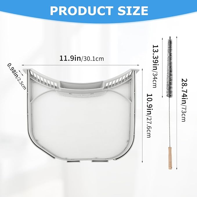 ADQ566564 Lint Filter Replacement for LG/Kenmore Dryers, Durable Stainless Steel Mesh Screen Trap with Dryer Vent Lint Brush, Filter Size 11.9 * 10.9 inch