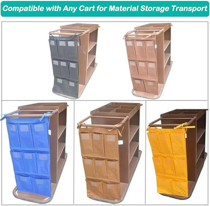 Replacement Janitorial Cart Bag with 8 Brass Grommets,25 Gallon Housekeeping cart Bag High Capacity Waterproof Thickened Commercial Janitorial Cleaning Cart Bag with 6 Brass Grommets (Coffee-8)