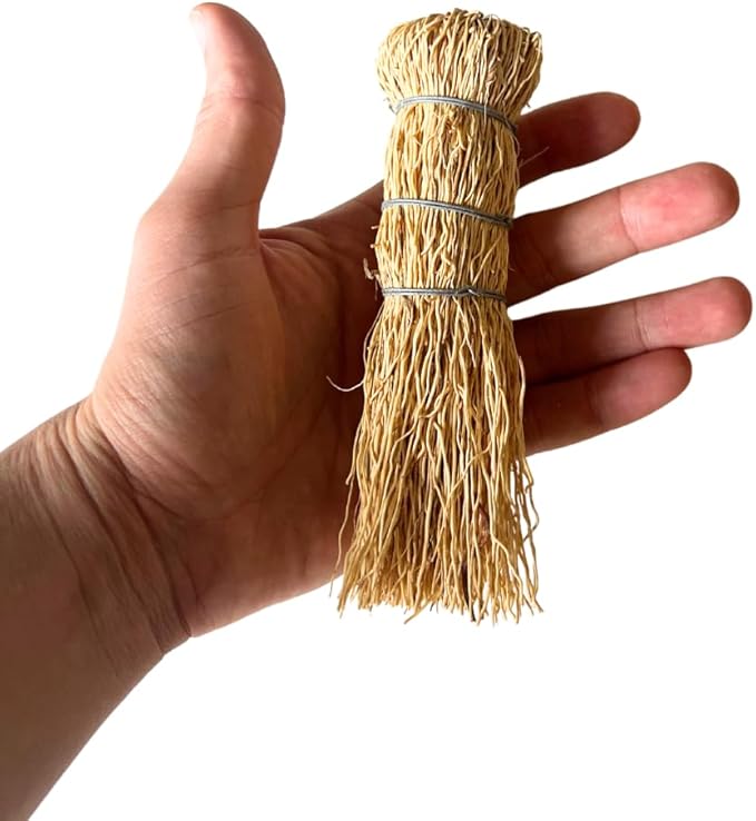 Set of 3 Natural Fiber Dish Brush Cleaners - Mexican Escobeta de Raiz Natural 5" with Hangers - Sustainable Kitchen Cleaning Scrubber Brushes for Pots, Sinks, and Pans - Yellow Cepillo Limpia Trastes