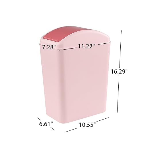 4.5 Gallon Trash Can with Swing Lid, Plastic Swing Top Trash Can (Pink)