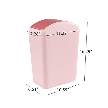 4.5 Gallon Trash Can with Swing Lid, Plastic Swing Top Trash Can (Pink)